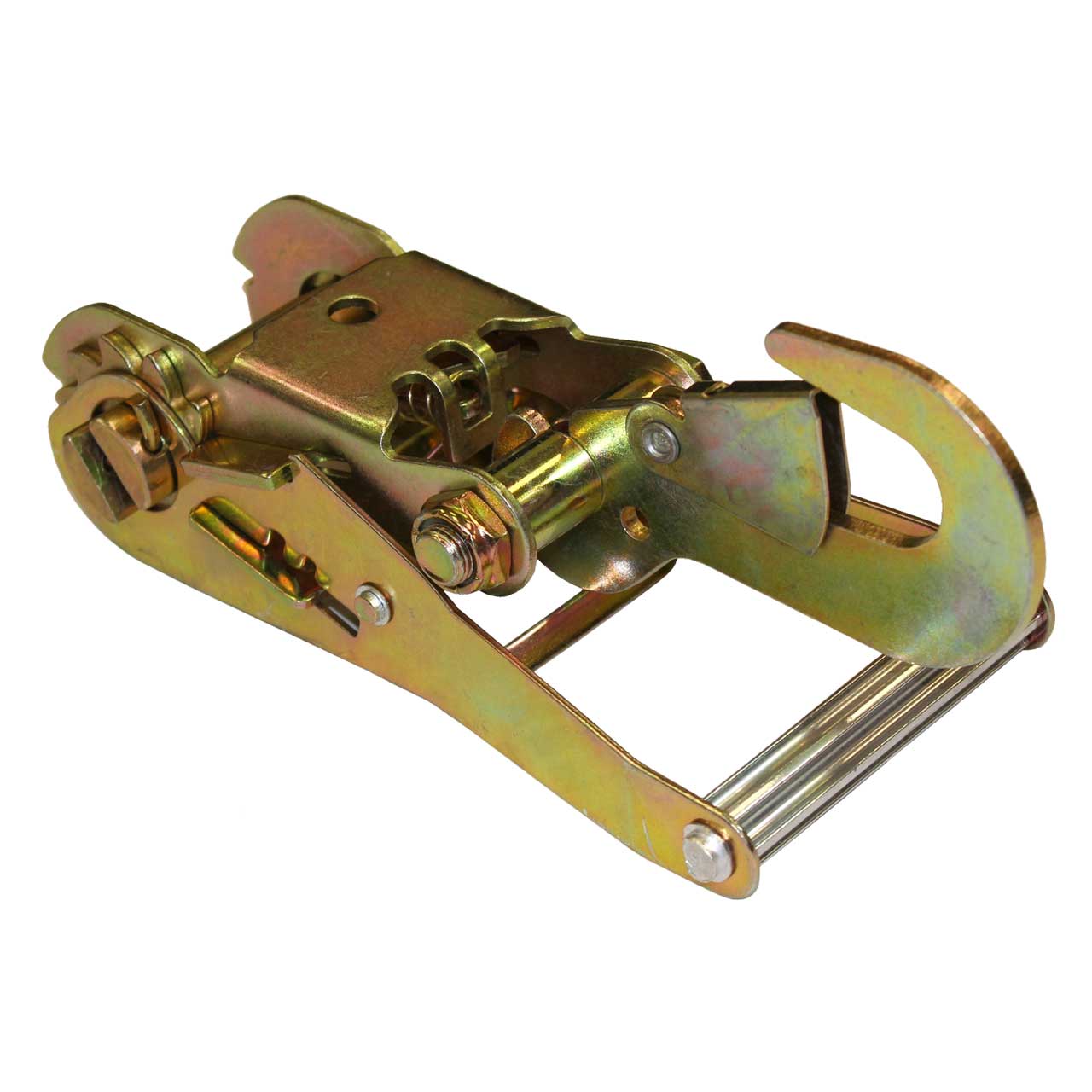 Heavy-Duty Wide Handle Ratchet Buckle w/Snap Hook 2-Inch