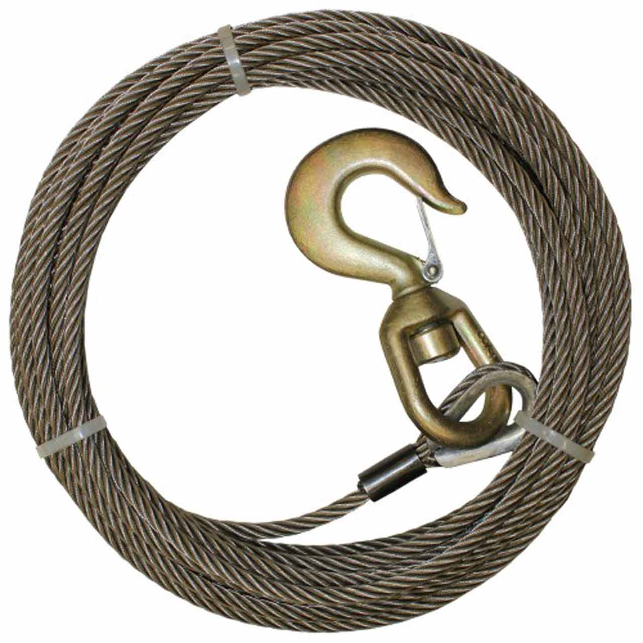 Wire Rope Assembly w/Alloy Swivel Hook 7/16” x 100’
