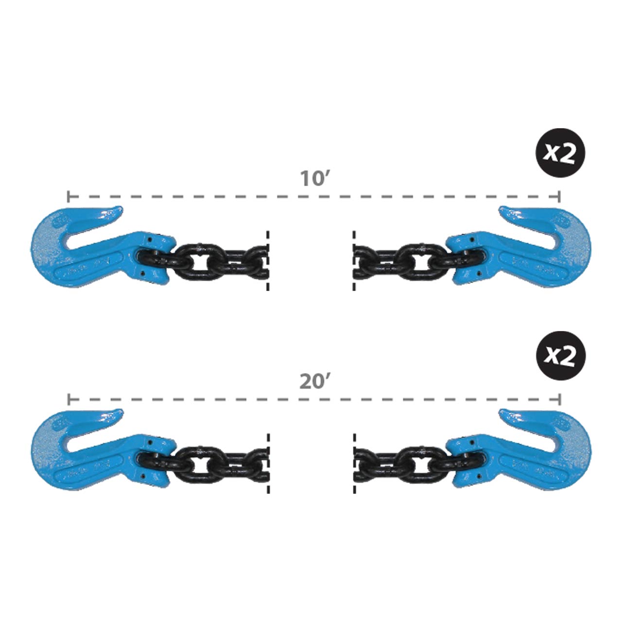 1/2-Inch Grade 100 Non-Cradle Grab Hook Chain Kit