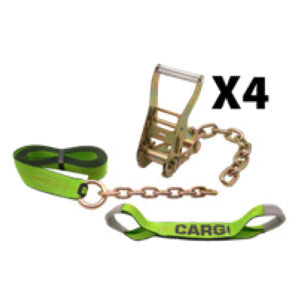 Cargo Control USA - Rollback 8 Point Tie Down Kits with Chain Tail GREEN 14'