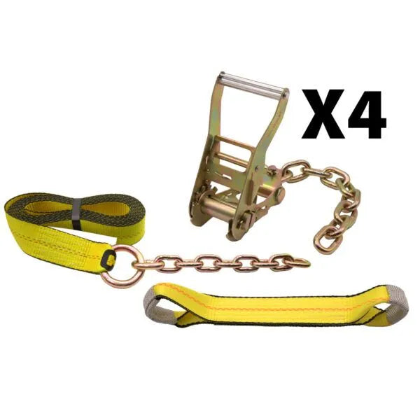Cargo Control USA - Rollback 8 Point Tie Down Kits with Chain Tail - BLUE 18'